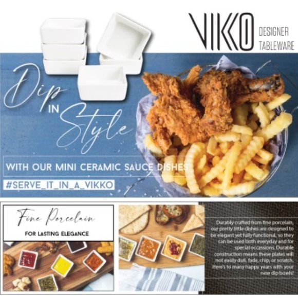 Set of 6 - Mini Square White Porcelain Dipping Sauce Bowls  (White) - Picture 8 of 8